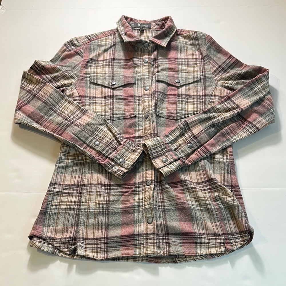 Ibex Taos Wool Sunset Dune Plaid Snap Front Shirt